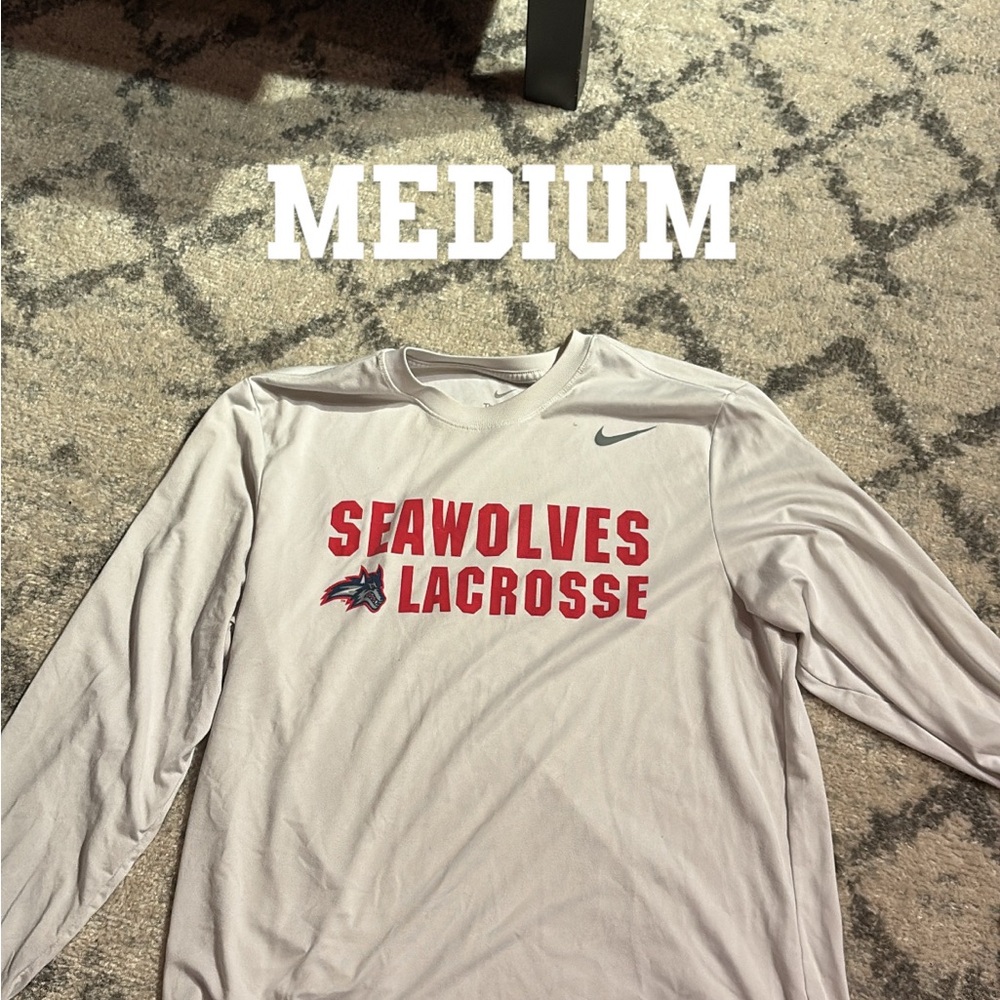 Nike White Stony Brook Seawolves Lacrosse Long Sleeve Shirt medium